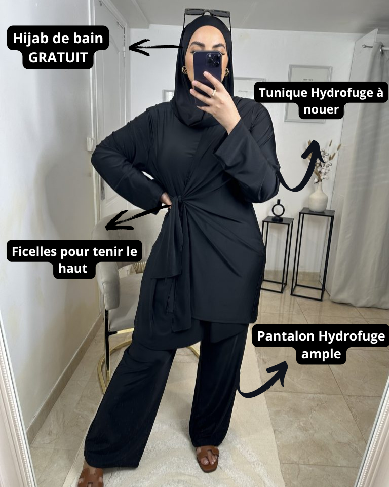 Burkini Hydrofuge Noir | Nouera™
