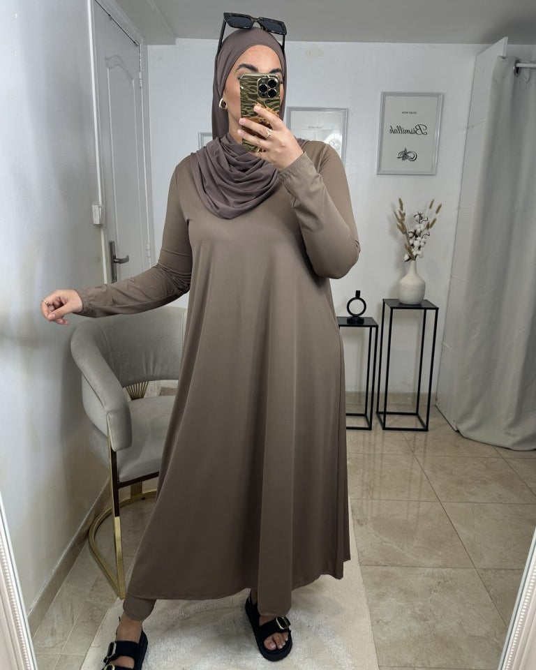 Burkini Long Hydrofuge Marron | Nouera™