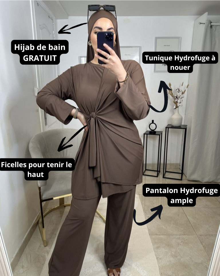 Burkini Hydrofuge Marron | Nouera™